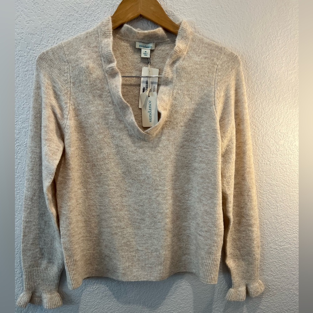 Sundance Gisella Ruffle Sweater, Cream, NWT, size M